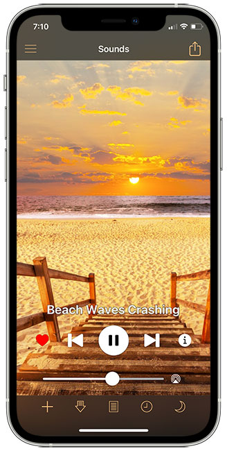 White Noise App Playing Beach Waves Crashing